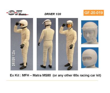 Diver figure for example Ligier JS11, Tyrrell P34 or any other modern racing car kit  from the late 70s, early 80s 1/20 - GF Models - GF-20-025