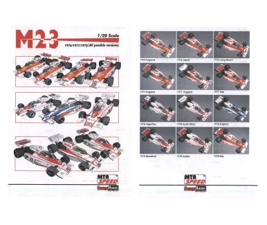 McLaren M23 All possible versions 1976/1977/1978 1/20 - Model Orange House - 20001