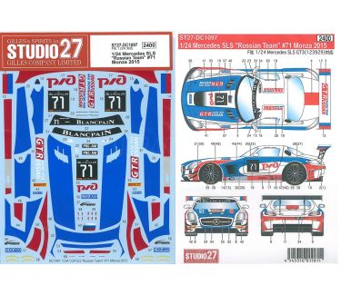 BMW Z4 GT3 "Schubert Motorsport" Nürburgring 24 Hours 2015 1/24 Decal - Studio27 - DC1103