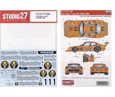 Ford Capri Turbo Group 5 Zakspeed "Jägermeister" Deutsche Rennsport Meisterschaft 1982 1/24 Decal - Studio27 - DC1263