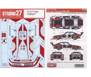 Ford Capri Turbo Group 5 Zakspeed "Würth - Black Car" Deutsche Rennsport Meisterschaft 1980 1/24 Decal - Studio27 - DC1264