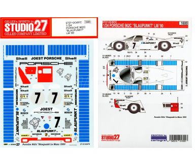 Porsche 962 C "Blaupunkt" Le Mans 24 Hours 1990 1/24 Decal - Studio27 - DC491