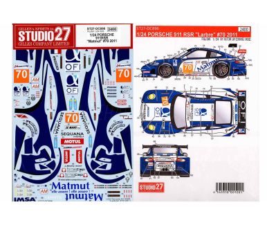 Porsche 911 RSR #70 "Matmut-Labre" Le Mans 24 Hours 2011 1/24 Decal - Studio27 - ST27-DC896