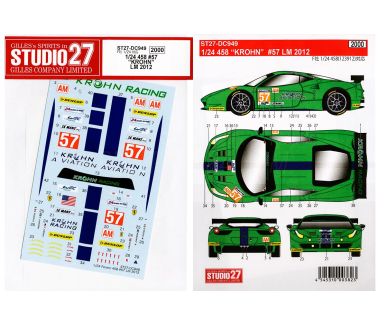 Ferrari 458 #57 "Krohn" Le Mans 24 Hours 2012 1/24 Decal - Studio27 - ST27-DC949