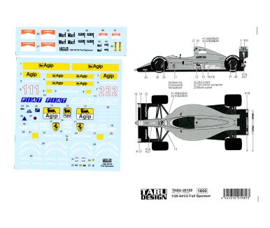 Ferrari 641/2 1990 Full Sponsor 1/20 Decal - TABU Design - 20159
