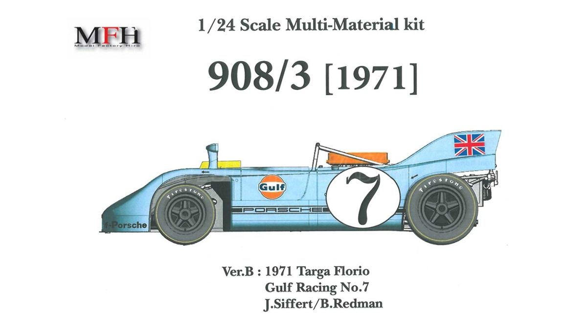 Decals Porsche 908/03 Targa Florio 1971 7 1:32 1:43 1:24 1:18 908 03 Gulf calcas 