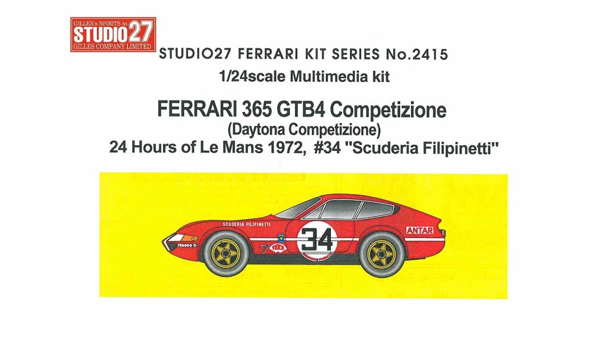 Ferrari 365 GTB4 Filipinetti #34 Le Mans 1972 1/24