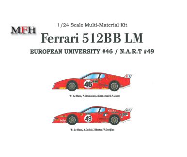 Ferrari 512BB LM European University / N.A.R.T. Le Mans 1981 1/24 - Model Factory Hiro - MFH-K112