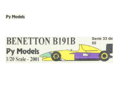 Benetton B191 (B191B) Formula One World Championship 1991 1/20 - PY Models - PY-2001