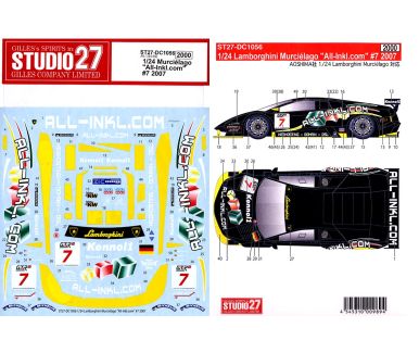 Lamborghini Murciélago "ALL-INCL.COM" FIA-GT 2007 1/24 Decal - Studio27 - ST27-DC1056