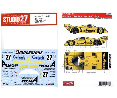 Porsche 962C "FAT" 1/24 WSPC Donington 1990 1/24 Decal - Studio27 - DC1194