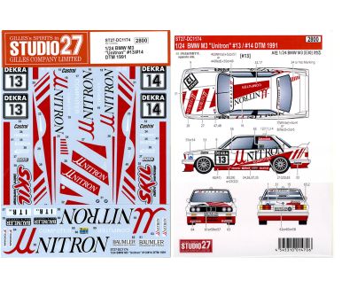 BMW M3 #13 / #14 "Unitron" DTM 1991 1/24 Decal - Studio27 - DC1174