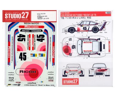 Porsche 935 Turbo "Ricoh" Le Mans 24 Hours 1978 1/20 Decal - Studio27 - DC258