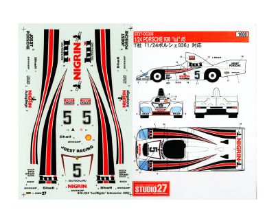 Porsche 908/80 "Lui/Nigrin-Joest" Silverstone 6 Hours 1981 1/24 Decal - Studio27 - ST27-DC336