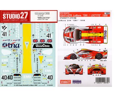 McLaren F1 GTR Long Tail "EMI/Loctite" Le Mans 24 Hours 1998 1/24 - Studio27 - ST27-DC675