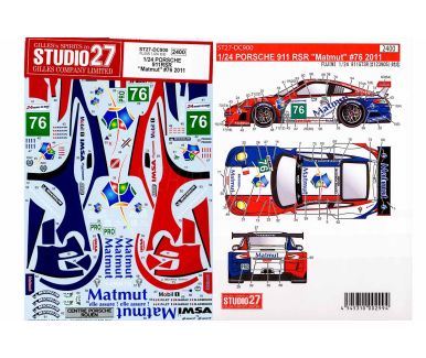 Porsche 911 RSR #76 "Matmut" Le Mans 24 Hours 2011 1/24  Decal - Studio27 - ST27-DC900