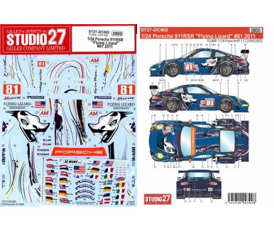 Porsche 911 RSR #81 "Fying Lizard" Le Mans 24 Hours 2011 1/24 Decal - Studio27 - ST27-DC902