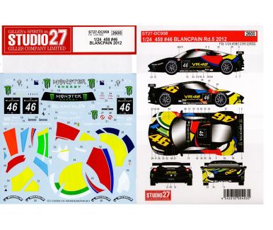 Ferrari 458 Italia GT3 "Kessel Racing" Nürburgring Blancpain Series 2012 1/24 Decal - Studio27 - DC958