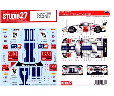 Ford GT GT1 #10 FIA-GT 2012 1/24 Decal - Studio27 - ST27-DC998