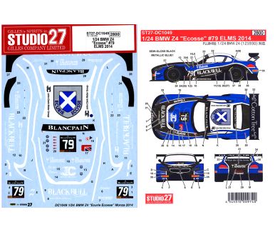 BMW Z4 "Ecurie Ecosse" Blancpain Series 2014 Decal 1/24 - Studio27 - ST27-DC1049