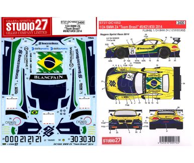BMW Z4 GT3 "Team Brasil" - Blancpain Sprint Series 2014 1/24 - Studio27 - ST27-DC1052