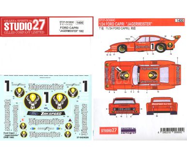 Ford Capri Zakspeed Jägermeister - Deutsche Rennsport Meisterschaft 1982 Decals 1/24 - Studio 27 - ST27-DC699C