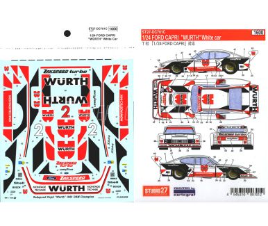 Ford Capri Zakspeed Würth (White Car) - Deutsche Rennsport Meisterschaft 1981 Decals 1/24 - Studio 27 - ST27-DC701C