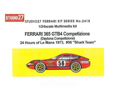 Ferrari 365 GTB4 #88 "Shark Team" Le Mans 1973 1/24 - Studo27 - ST27-FR2418