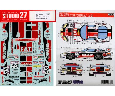 Chrysler Viper GTS-R  #58 "Chereau" Le Mans 2001 1/24 Decal - Studio27 - DC533