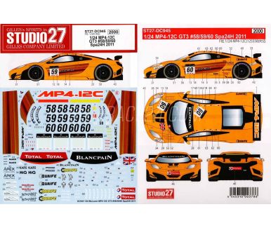 McLaren MP4-12C GT3 Spa 2011 1/24 - Studio27 - ST27-DC945
