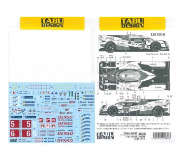 Toyota TS050 Hybrid Le Mans 2016 Decal 1/24 - TABU Design - TABU-24087