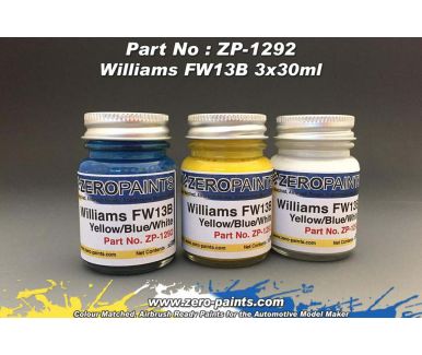 Williams FW13B Yellow/Blue/White Paint Set 3x30ml - Zero Paints-ZP-1292