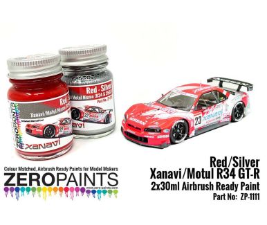 Xanavi/Motul Nismo (R34 & 350Z) Red/Silver Paint 2x30ml - Zero Paints - ZP-1111